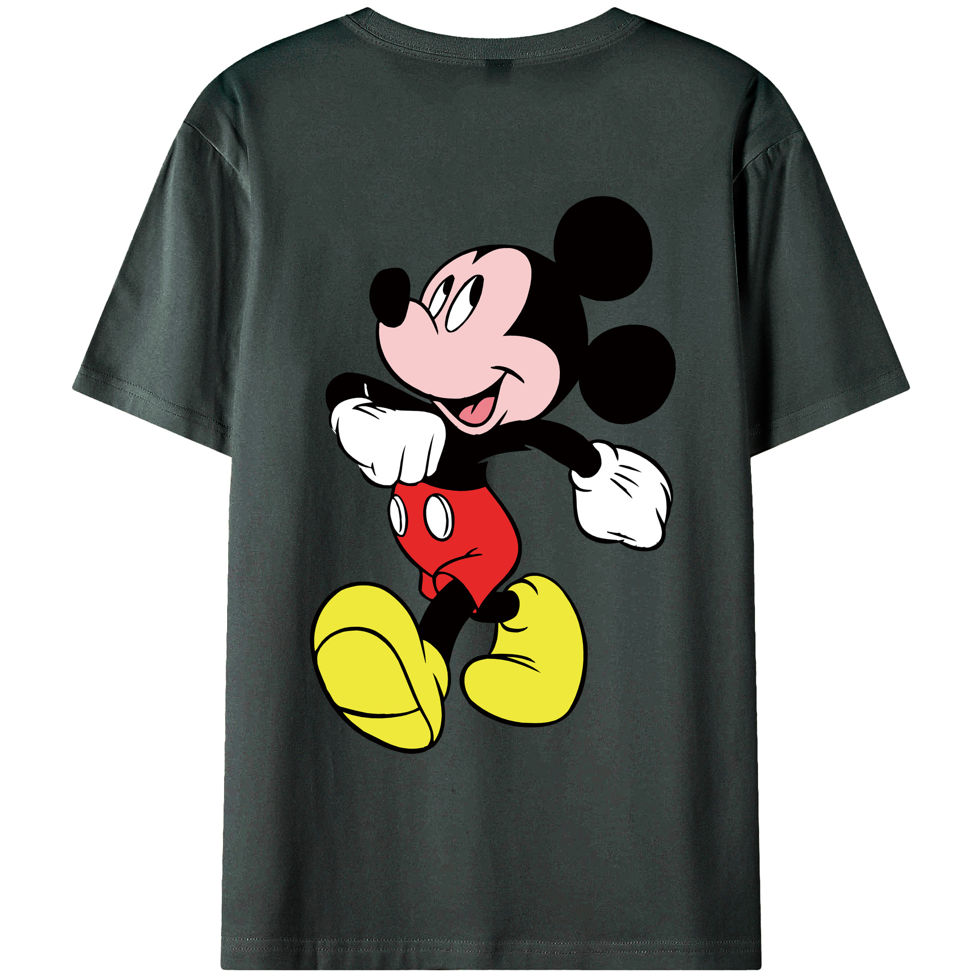 ミッキーマウス Mickey Mouse 綿100％ メンズ半袖Tシャツ（バックプリント） 通気性